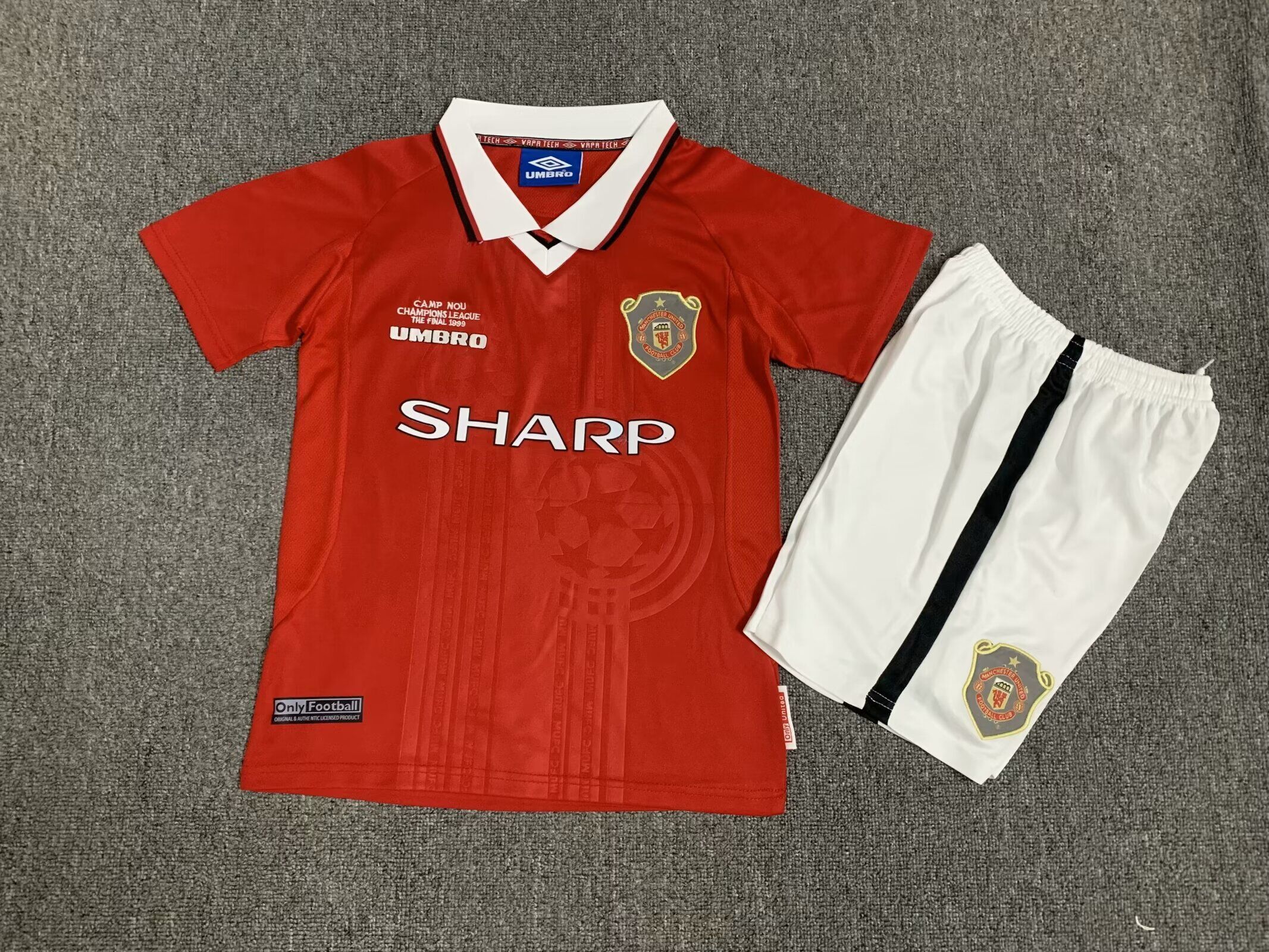 Kids-Manchester Utd 1999 Home UCL Final Soccer Jersey